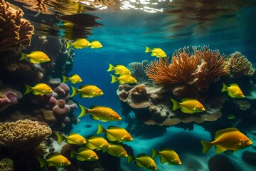 Fish and an underwater coral reef.