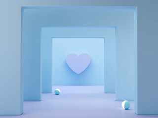 MInimal podium for San Valentine`s day. 3d render. Abstract geometric background for cosmetic product. Pastel colors. 