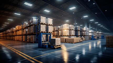 warehouse in logistic center. Warehouse for storage and distribution centers. Generative AI