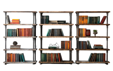 Bookshelves Industrial On Isolated Background