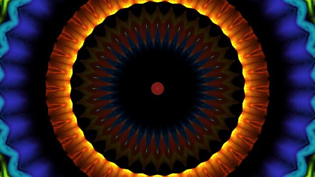 4K Colorful kaleidoscope background. Abstract multicolored motion graphics background for yoga specialist, astrology, art therapist, night club, music video.