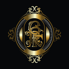 letter RF6 logo design vector, vintage, luxury