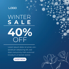 Winter sale social media post square template