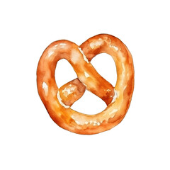 Pretzel bakery watercolor clipart isolate transparent white background