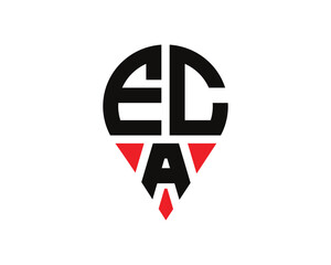 ECA letter location shape logo design.