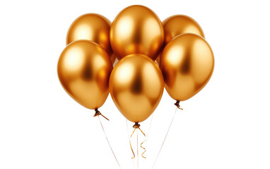Shimmering Elegance Golden Helium Balloon on a White or Clear Surface PNG Transparent Background