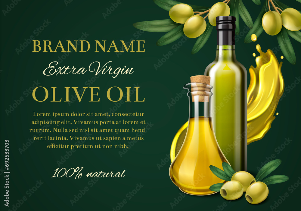 Wall mural Realistic olive oil banner