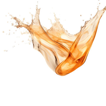 Flying orange water splash close up isolate transparent white background