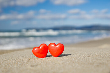 砂浜とハート
