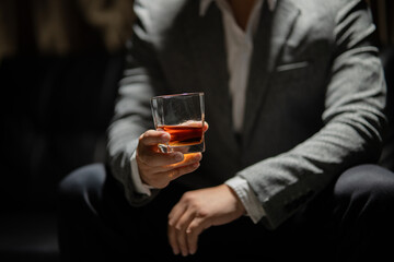 Businessmen in suits drinking  Celebrate whiskey