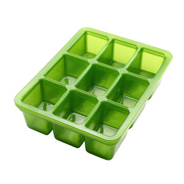 Empty Plastic mold for make ice cubes isolate transparent white background