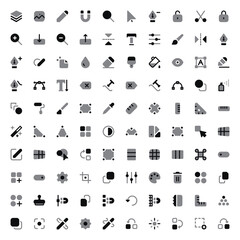 Editing Tool Icons Set: Fill Duotone Graphic Design, Editing Symbols - Vector Collection