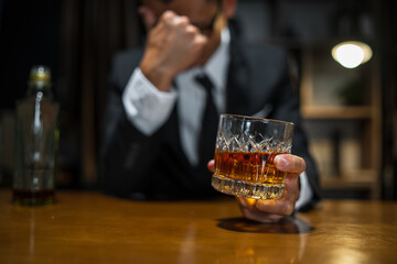 Businessmen in suits drinking  Celebrate whiskey
