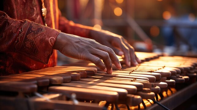 hands of a marimba expert creating enchanting melodies at a music festival generative ai