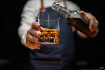 Celebrate whiskey on a friendly party in  restaurant