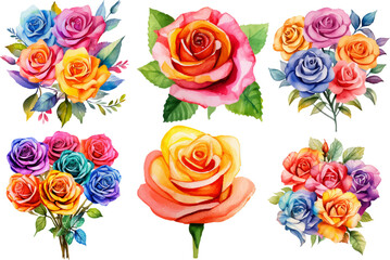 set of roses vector - obrazy, fototapety, plakaty