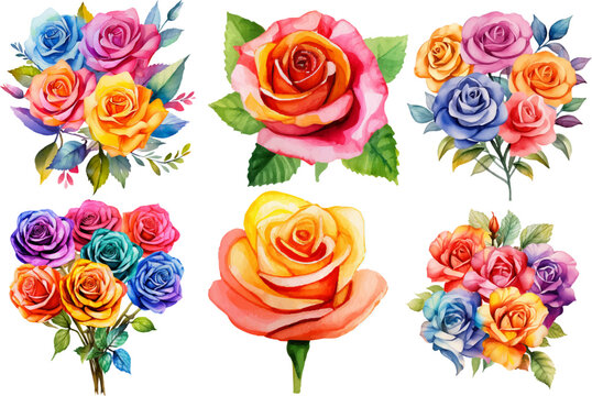 set of roses vector