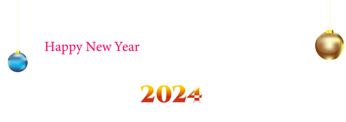 Happy new year 2024 square template with 3D hanging number. Greeting concept for 2023 new year celebration
