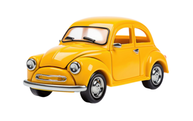 Playful Wheels Bright Yellow Car on a White or Clear Surface PNG Transparent Background