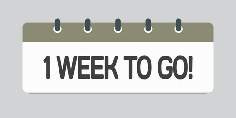 Countdown weekly calendar icon - 1 week to go