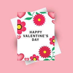 Valentine's Day Card design with flowers frame