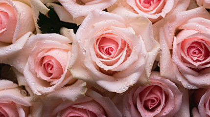 Beautiful delicate fresh soft pink roses flower, fragrance and romantic event concept, Valentine s day background.