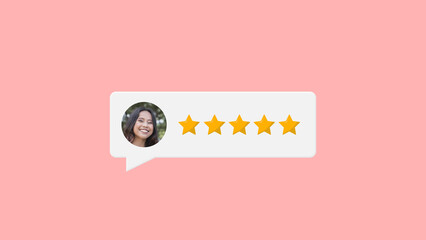 A satisfied customer leaving a 5-star review in the comment section of a forum, page or online...