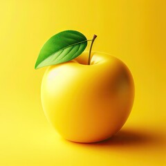 yellow apple with leaf