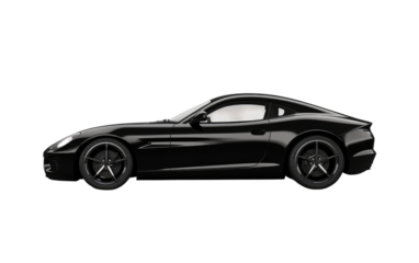 Sleek Black Cars Side View on a White or Clear Surface PNG Transparent Background