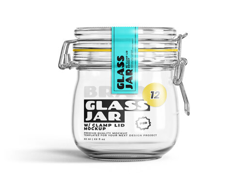 Transparent Glass Jar Mockup