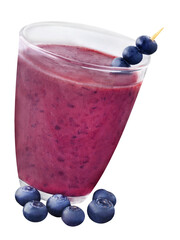 1 Glass of Blueberry Smoothie isolated on transparent background  PNG cut out