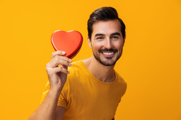 Man shape romance love portrait happy heart gift studio romantic valentine concept