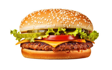 Burger Ready Feast Sizzling Delight on a White or Clear Surface PNG Transparent Background