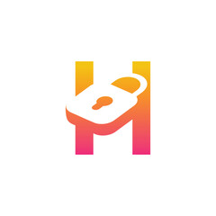 modern initial letter H padlock logo