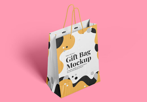 Up view gift bag mockup