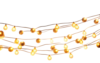 Radiant Illumination Festive Twinkling Lights Display on a White or Clear Surface PNG Transparent Background