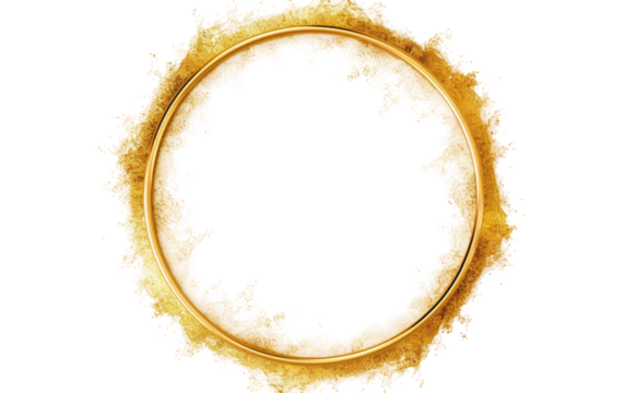 Golden Element Circle Shimmering Radiance on a White or Clear Surface PNG Transparent Background