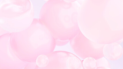 ポップな色合いが可愛らしいピンクの泡, ぷるぷるした質感の3Dレンダリングイメージ - obrazy, fototapety, plakaty