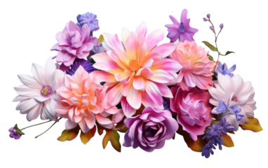 Embellished Petals Flowers'\ Ornate Display on a White or Clear Surface PNG Transparent Background