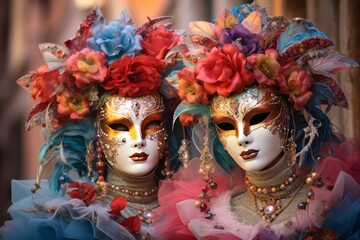 Elegant Venetian Masks on Display
