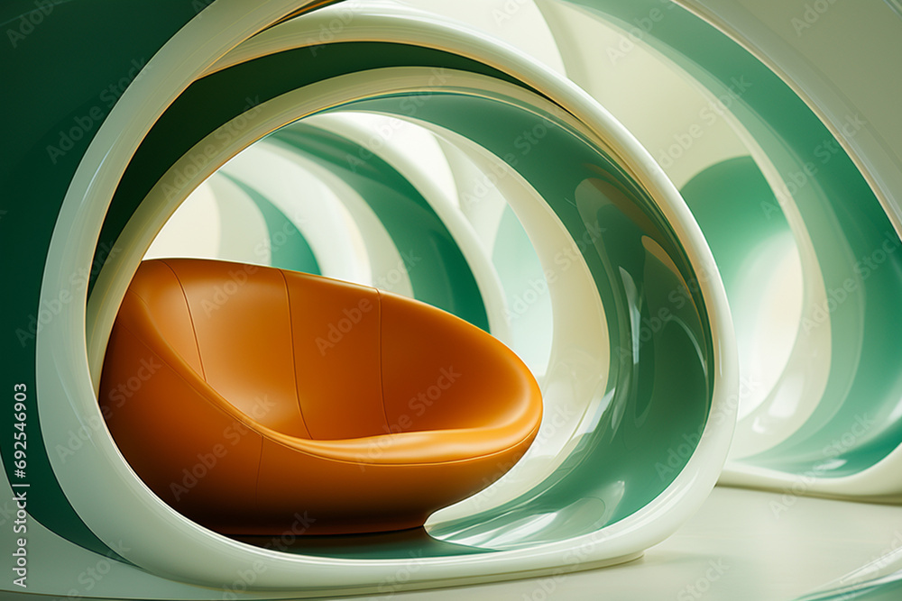 Aufkleber Rich range and green abstract shapes in a rounded form.