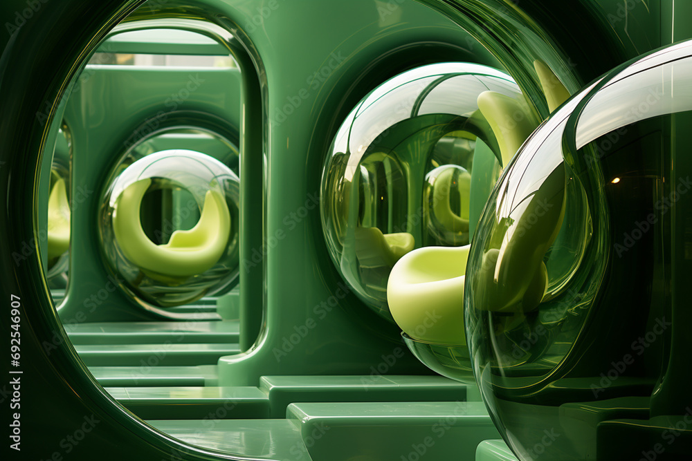 Aufkleber Rich range and green abstract shapes in a rounded form.