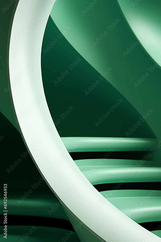 Poster Rich range and green abstract shapes in a rounded form.