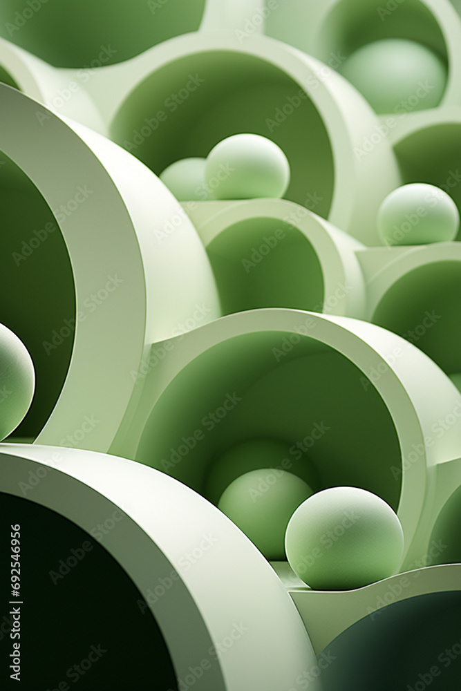 Aufkleber Rich range and green abstract shapes in a rounded form.