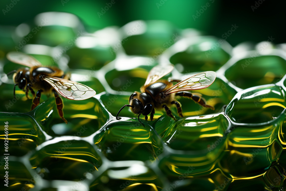 Aufkleber bee - rich range and green abstract shapes in a rounded form.