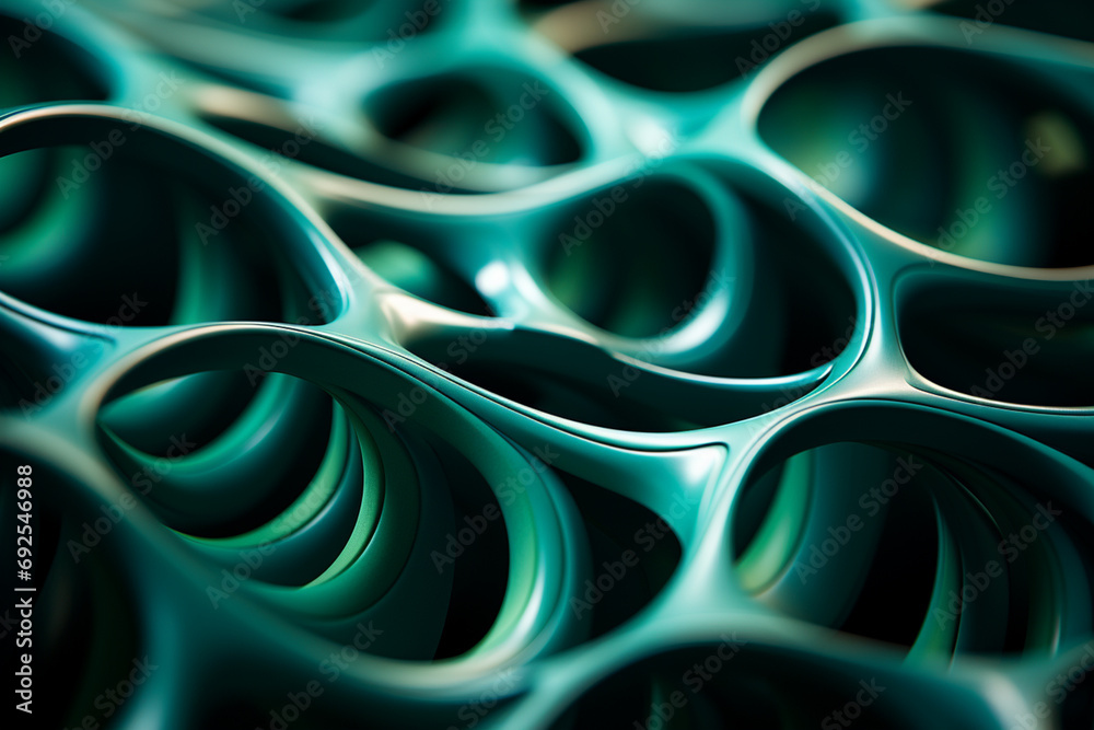 Aufkleber brain - Rich range and green abstract shapes in a rounded form.