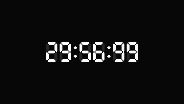 30 minutes countdown timer, digital countdown clock