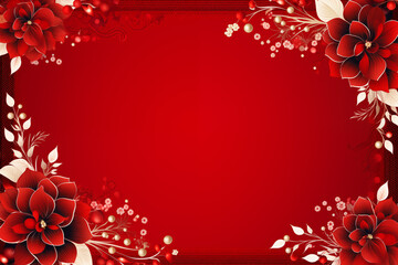 red flower border, red flower frame