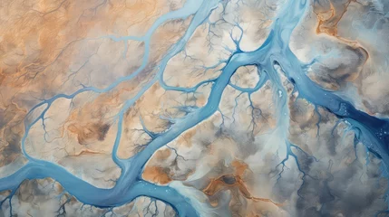 Zelfklevend Fotobehang ice tundra landscape aerial illustration barren frozen, glaciers mountains, wildlife polar ice tundra landscape aerial © vectorwin