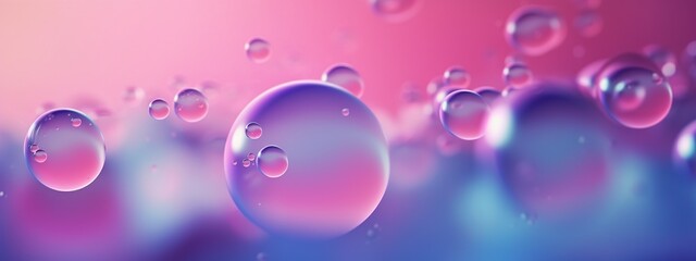 Generative AI, abstract pastel pink blue purple background with iridescent magical air bubbles, wallpaper with glass balls or water drops	
